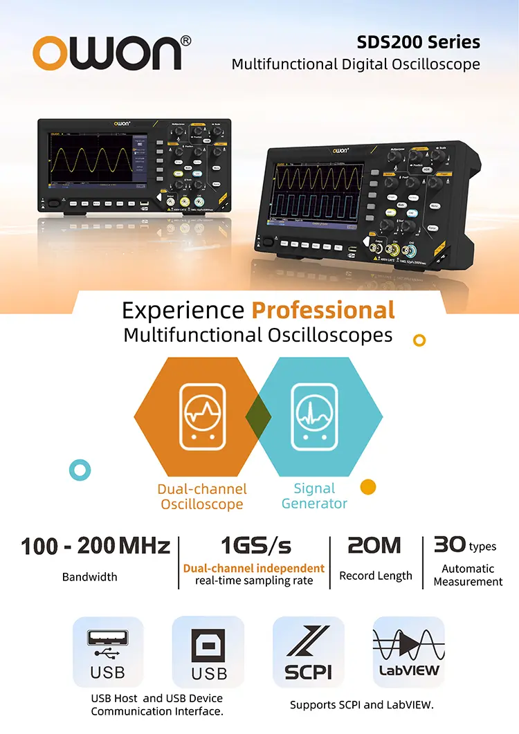 اسیلوسکوپ رومیزی ارزان سری SDS-200