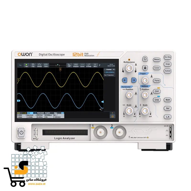 اسیلوسکوپ دیجیتال ۱۲ بیت OWON ADS912A | چندکاره، حافظه عمیق، AFG و آنالایزر منطقی